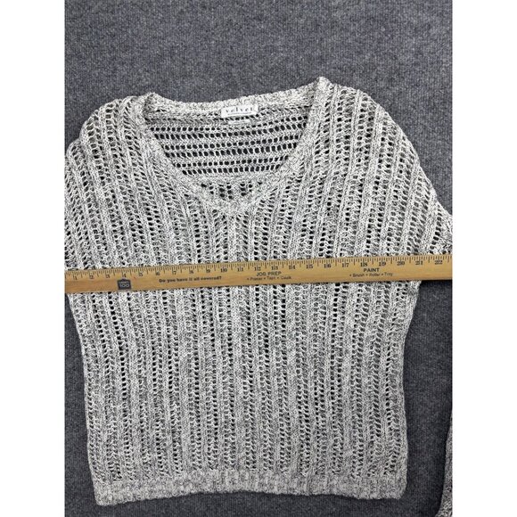 Velvet By Graham & Spencer Pullover Sweater Women's P Gray Open Knit Semi Sheer - Picture 5 of 7